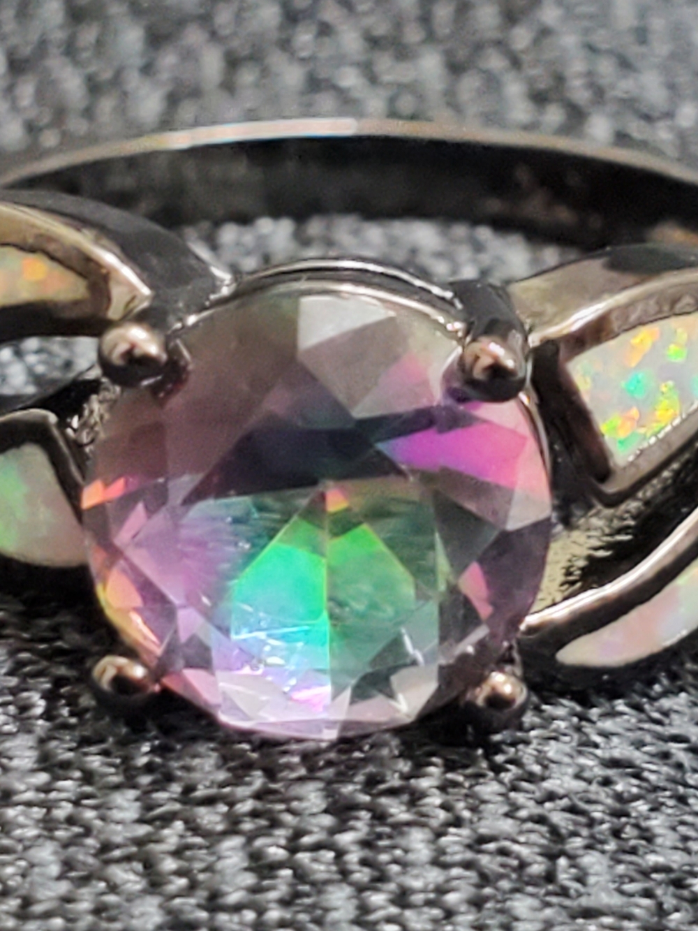 Mystic Topaz Round Solitaire Ring in Multi-Color 10k Gold